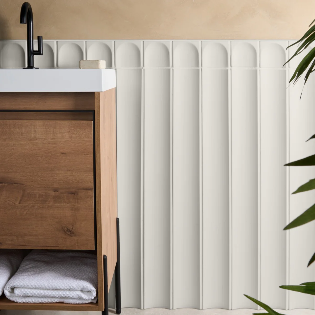 Roller White Fluted Column 4x36 3D Handmade Matte Ceramic Tile - Image 2
