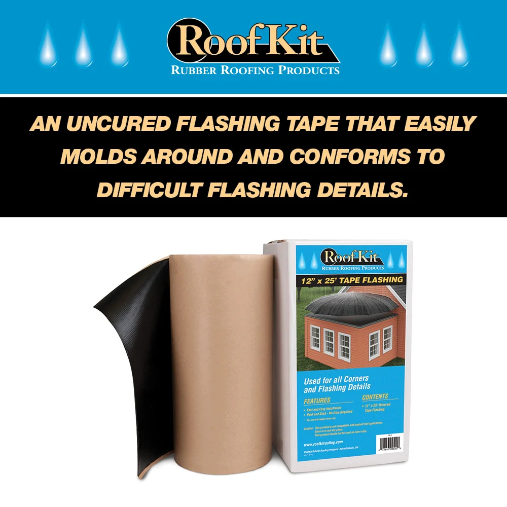 RoofKit Roofing Products 12-in x 25-ft Black Butyl Rubber Self-Adhesive Roll Flashing - Image 7