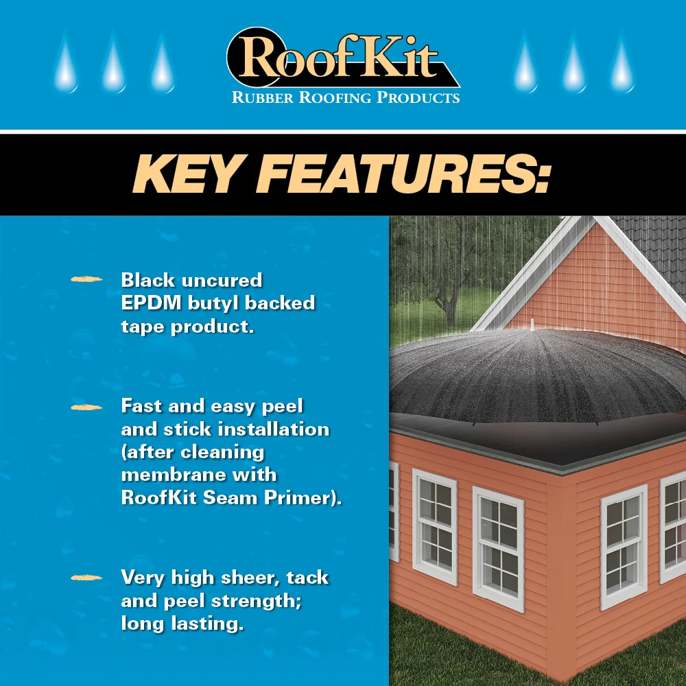 RoofKit Roofing Products 12-in x 25-ft Black Butyl Rubber Self-Adhesive Roll Flashing - Image 8