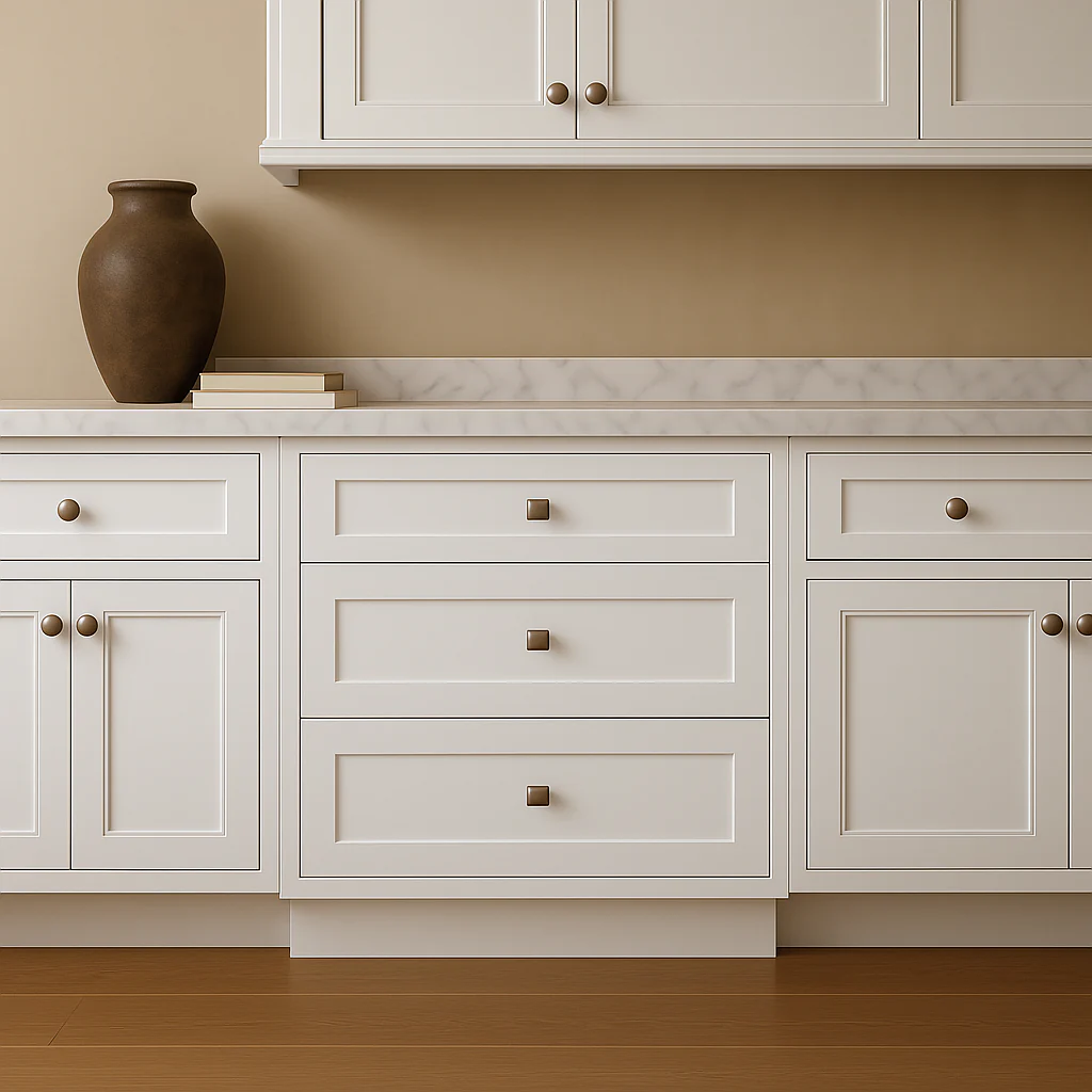 RoomyLife Ready-to-Assemble Shaker White Drawer Base Cabinet with 3 Drawers - Image 3