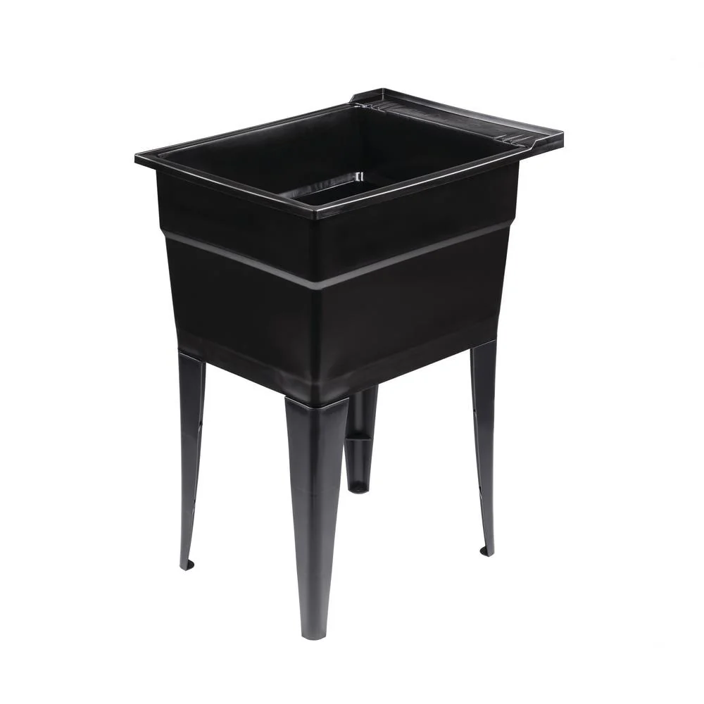 RuggedTub Black Freestanding Utility Tub with Faucet - 18in x 24.5in - Image 3