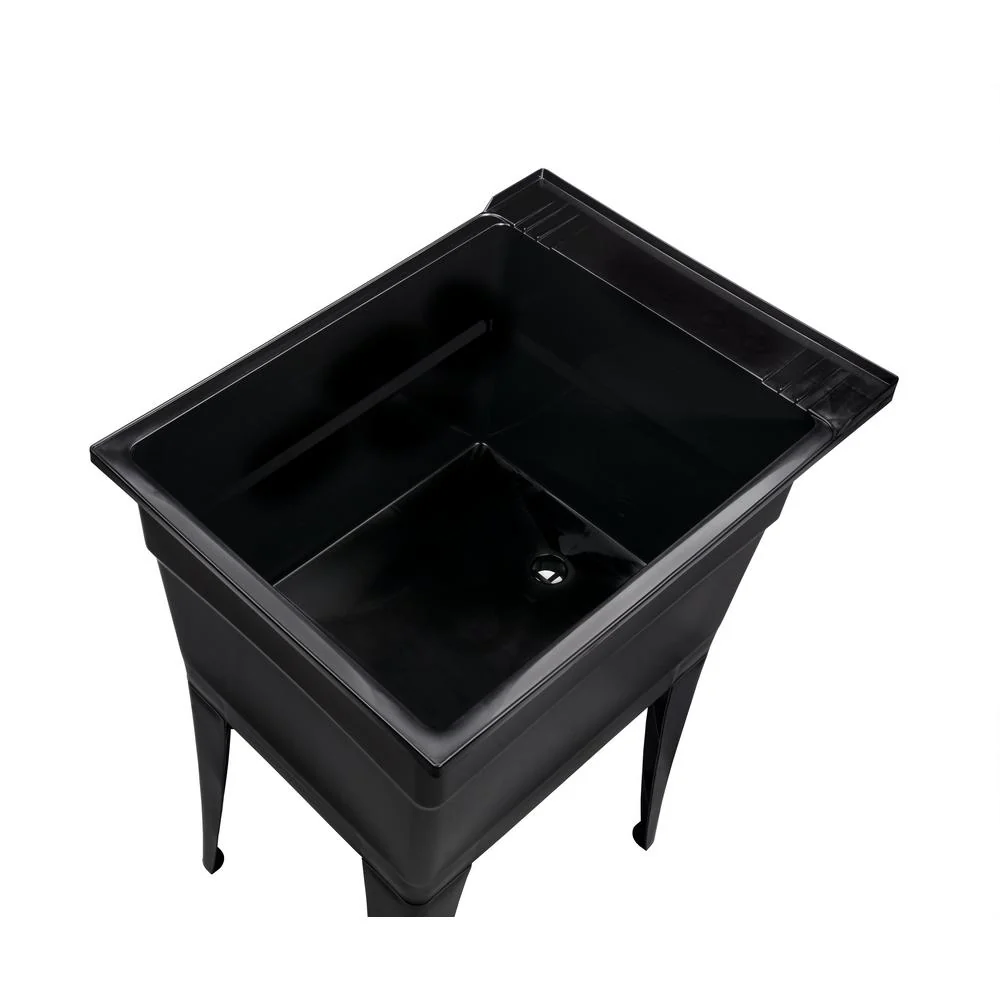 RuggedTub Black Freestanding Utility Tub with Faucet - 18in x 24.5in - Image 4