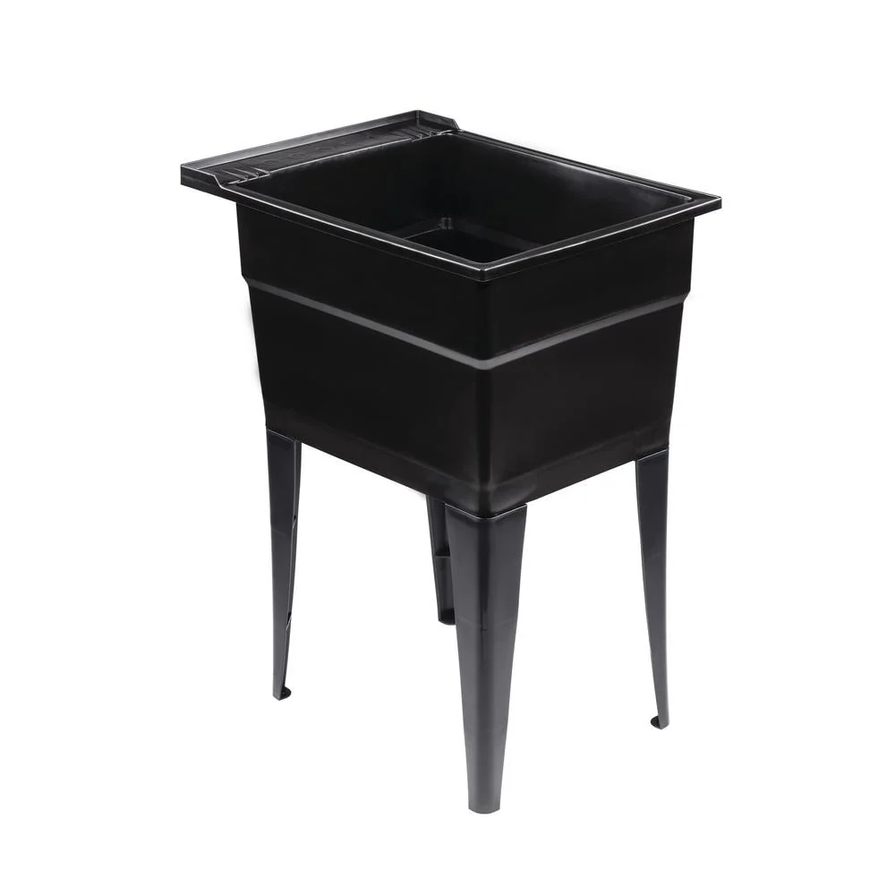 RuggedTub Black Freestanding Utility Tub with Faucet - 18in x 24.5in - Image 5