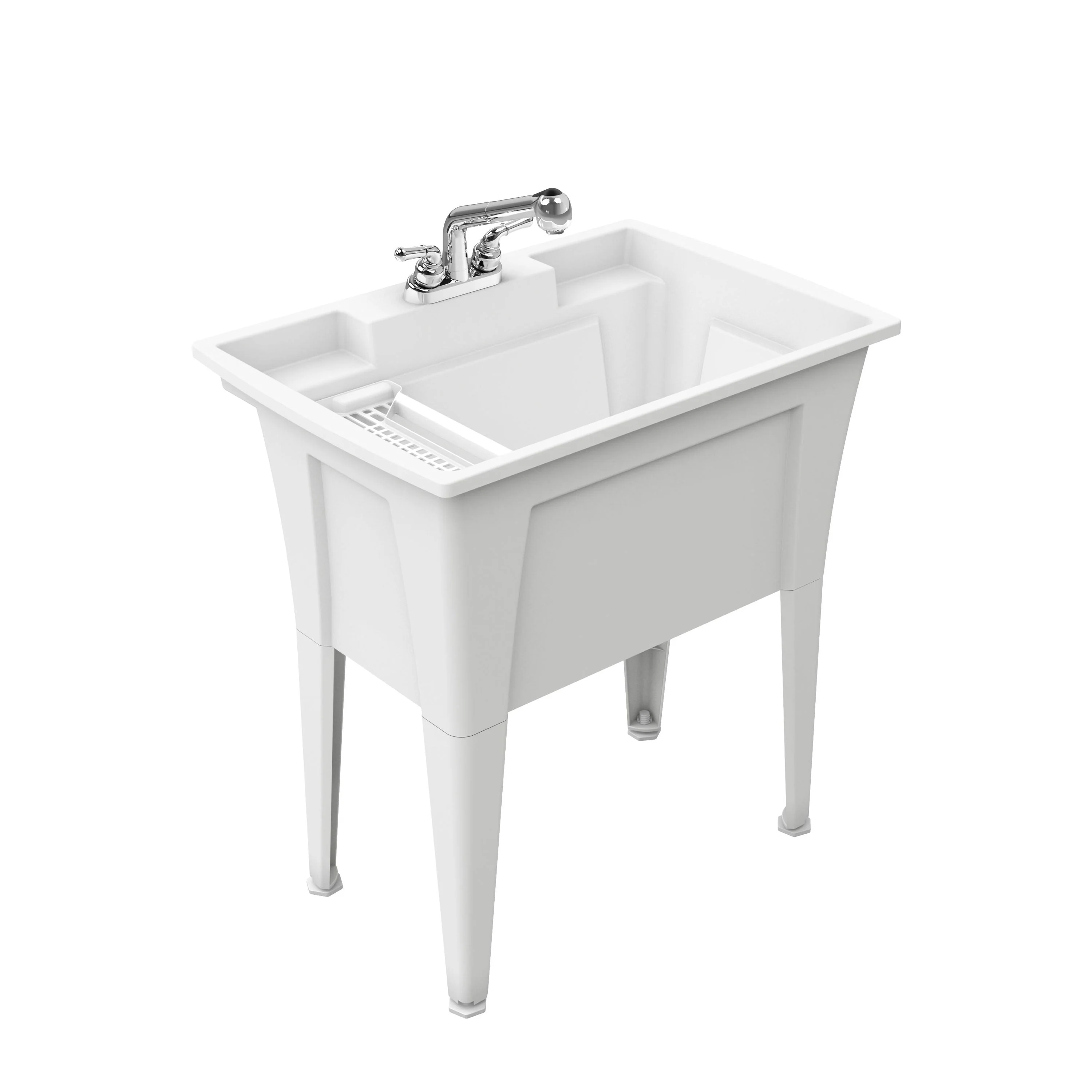 RuggedTub 32.25-in x 22-in White Freestanding Utility Tub with Faucet