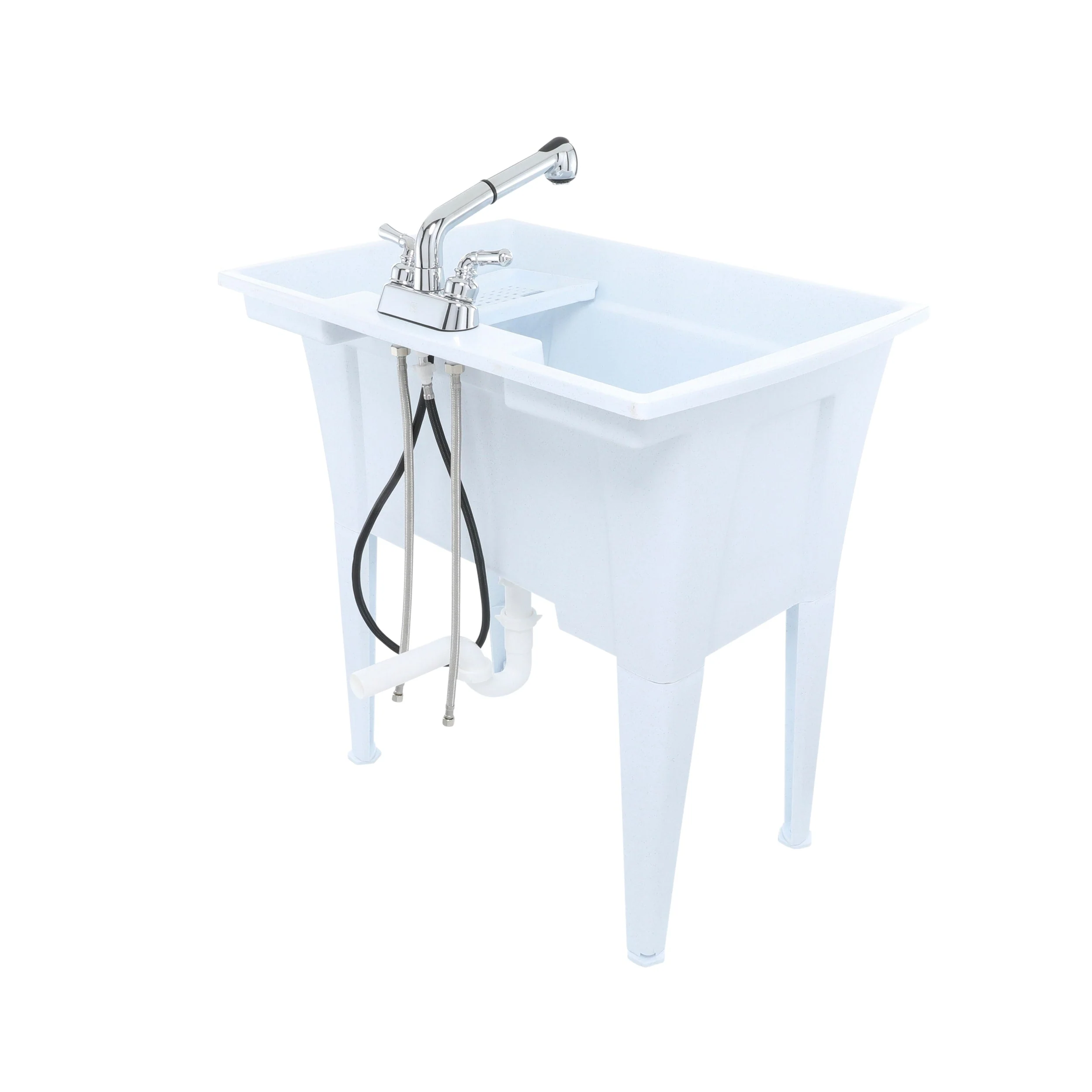 RuggedTub 32.25-in x 22-in White Freestanding Utility Tub with Faucet - Image 2