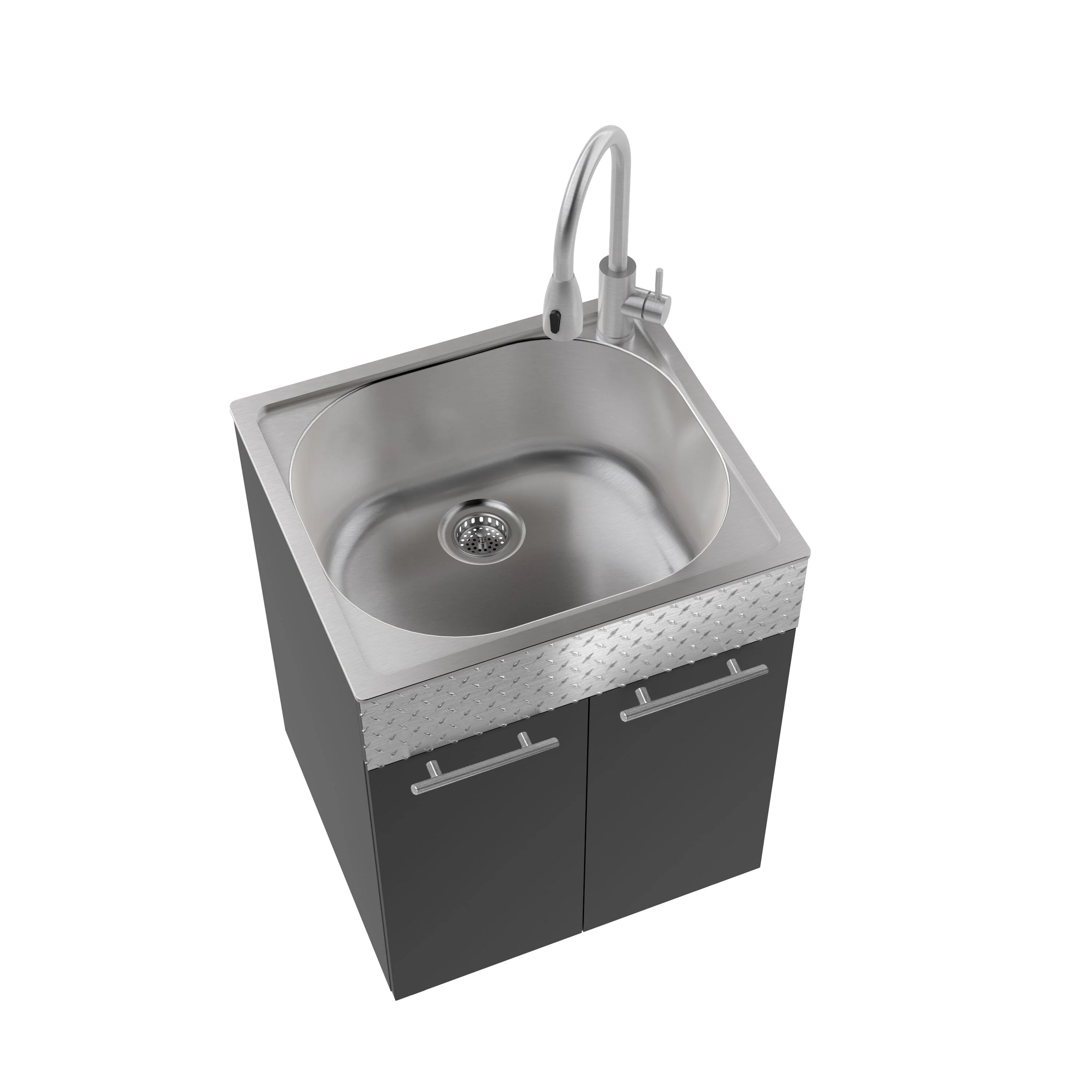 RuggedTub Charcoal Freestanding Utility Tub with Stainless Sink and Faucet - Image 2