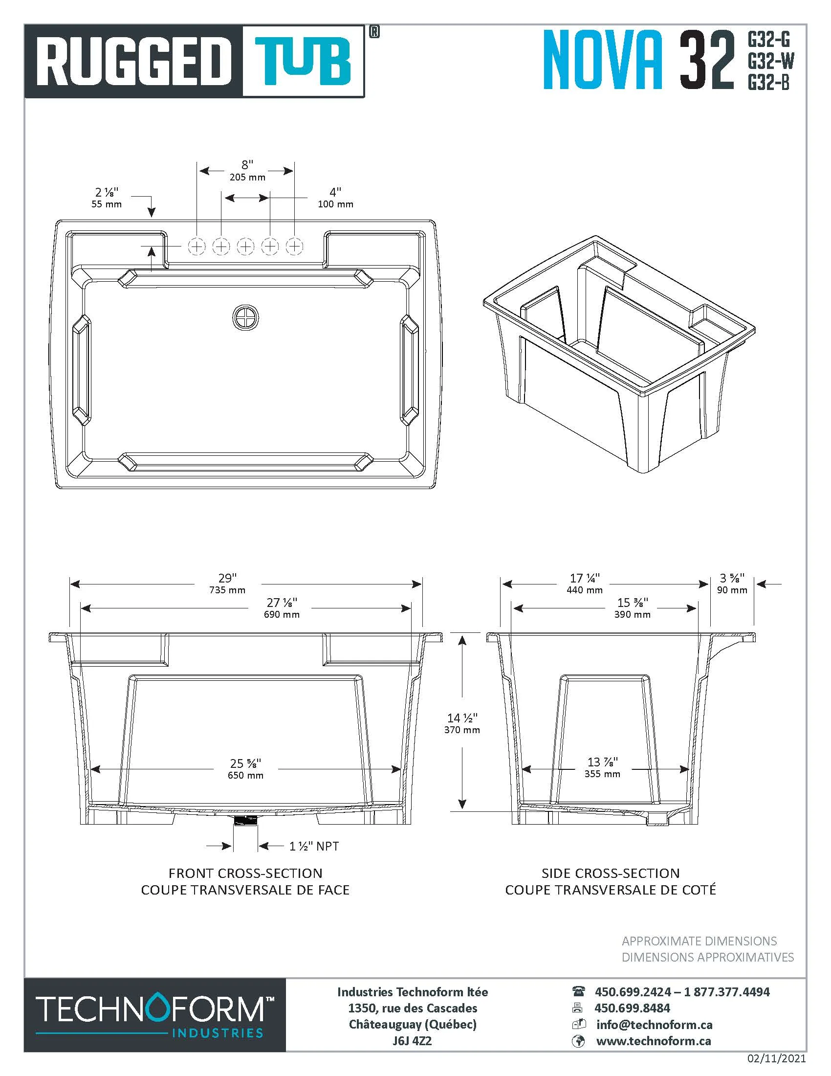 RuggedTub Freestanding Utility Tub with Drain and Faucet - 32.25-in x 22-in, White - Image 10