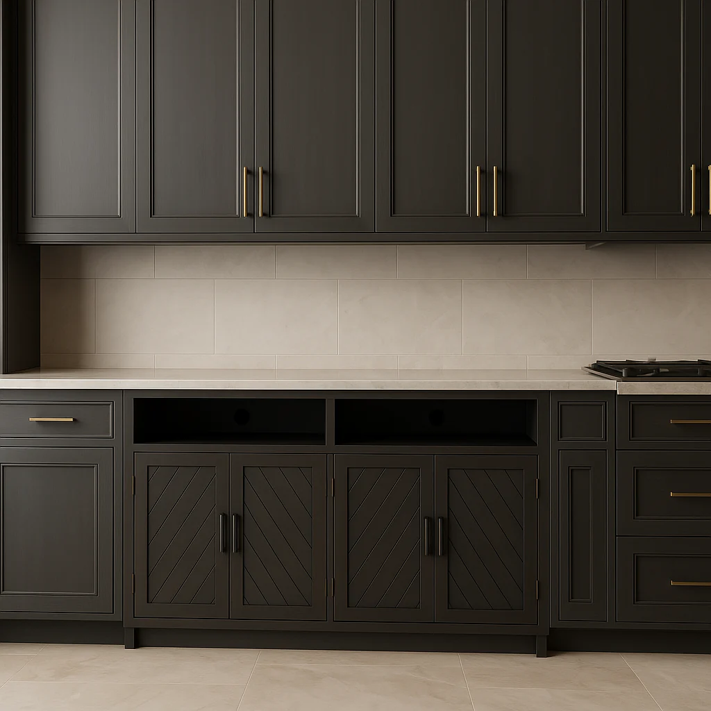 Runesay Gray Brown MDF Kitchen Cabinet Sideboard - 60 in. W x 15.7 in. D x 33.36 in. H - Image 3