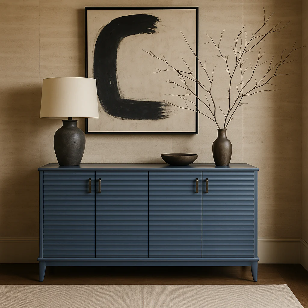 Runesay Navy Blue Solidwood and MDF Kitchen Cabinet Sideboard - 60 in. W x 18 in. D x 36 in. H - Image 2