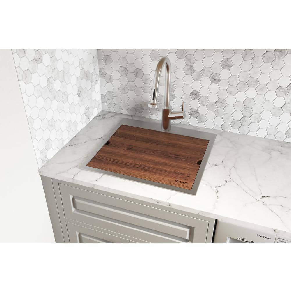 Ruvati Alto 21" x 20" x 12" Stainless Steel Deep Laundry Utility Sink - Image 4