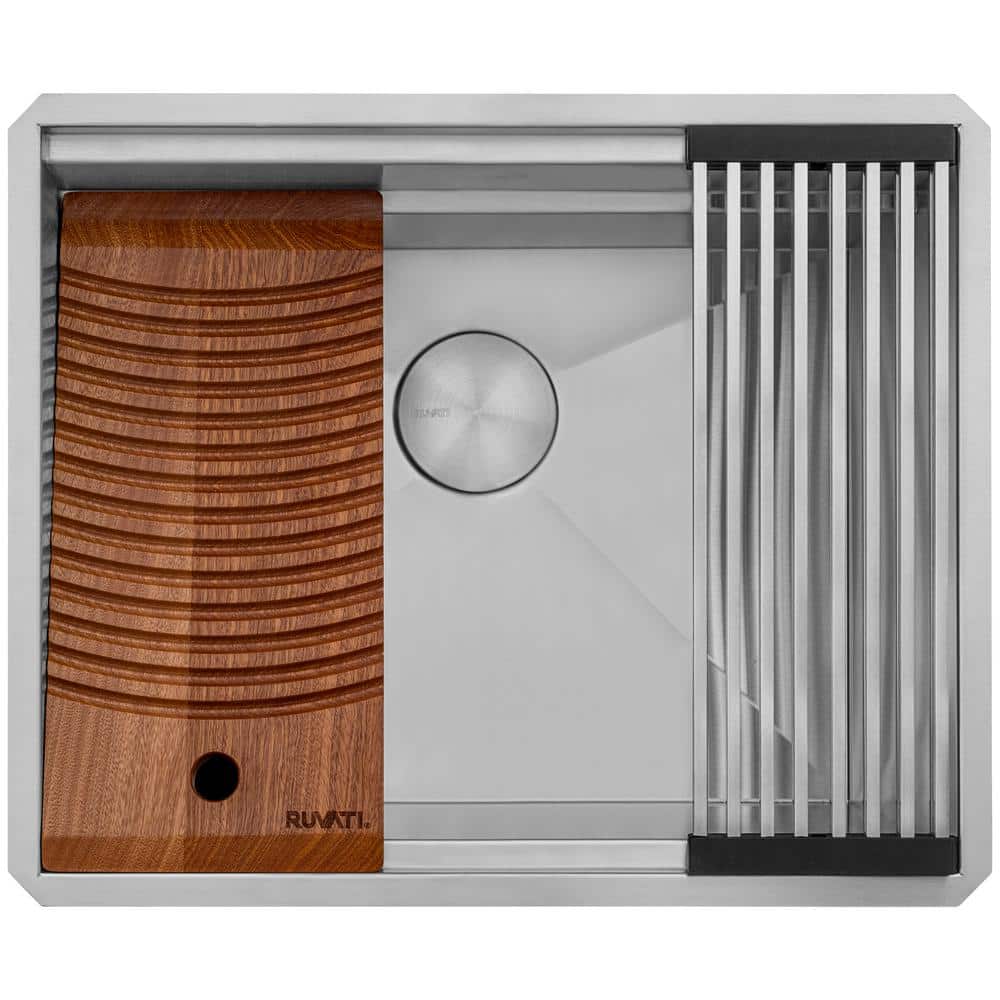 Ruvati Alto 23" Deep Undermount Stainless Steel Laundry Utility Workstation Sink with Washboard - RVU6525 - Image 3
