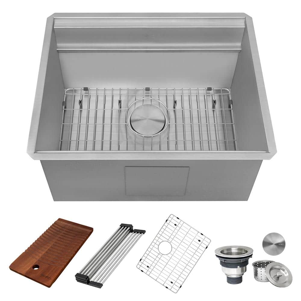 Ruvati Alto 23" Deep Undermount Stainless Steel Laundry Utility Workstation Sink with Washboard - RVU6525 - Image 4