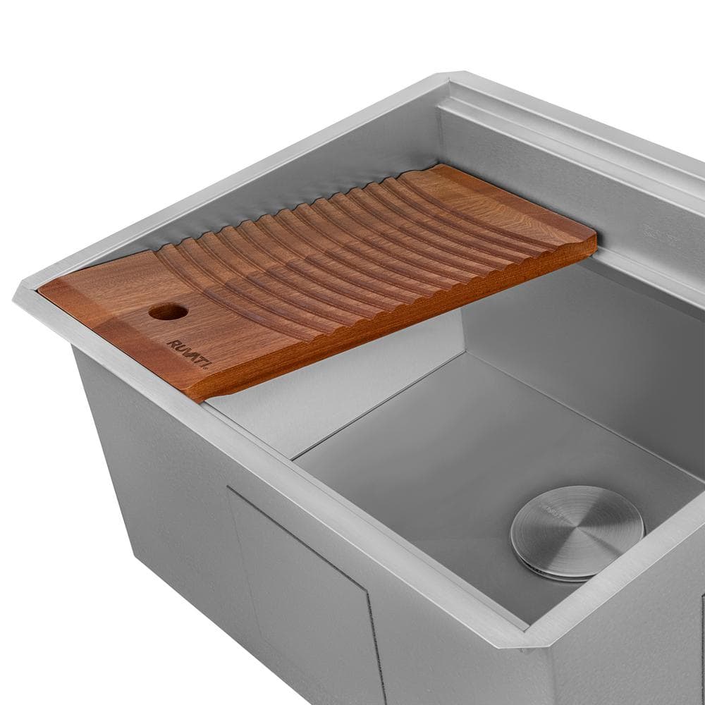 Ruvati Alto 23" Deep Undermount Stainless Steel Laundry Utility Workstation Sink with Washboard - RVU6525 - Image 5