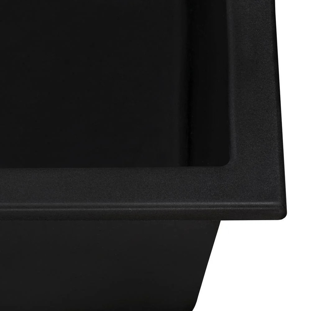 Ruvati epiRock 12 in. x 25 in. Drop-in Top Mount Laundry/Utility Sink, Charcoal Black - Image 4
