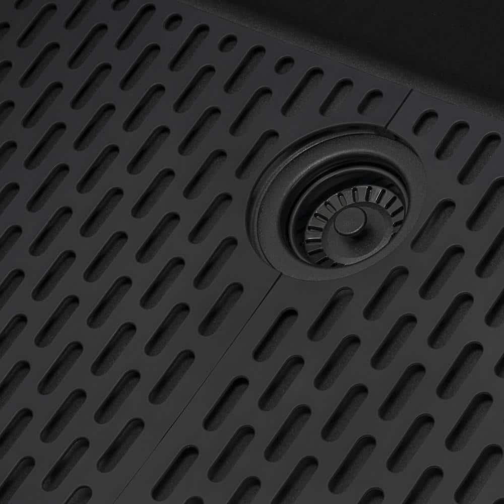 Ruvati epiRock 12 in. x 25 in. Drop-in Top Mount Laundry/Utility Sink, Charcoal Black - Image 5