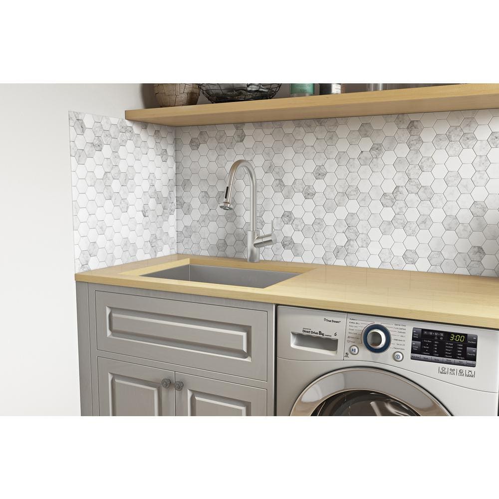 Ruvati Savona Pro Undermount Laundry Utility Sink, 16-Gauge Stainless Steel - Image 4