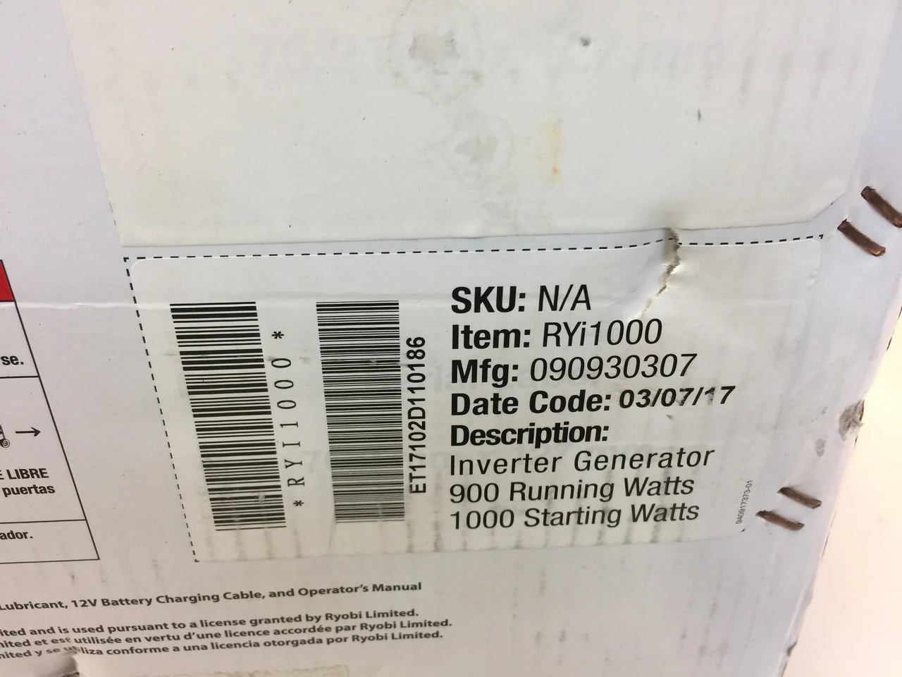 RYOBI 1,000 Starting Watt Gasoline Powered Portable Generator with Digital Inverter - Image 2