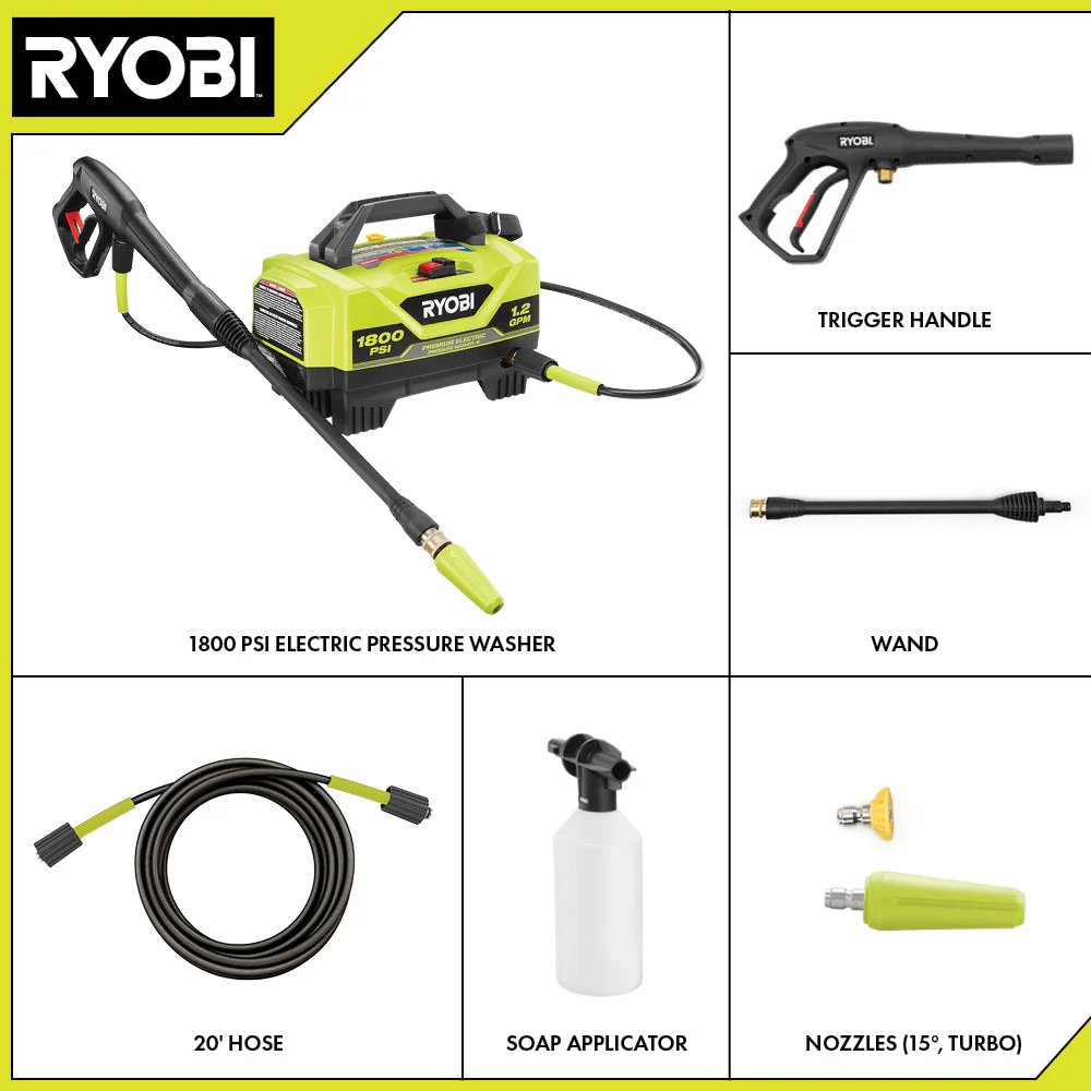 RYOBI 1,800 PSI 1.2 GPM Cold Water Electric Pressure Washer (RY141802) - Image 3