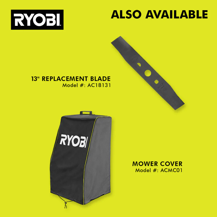 RYOBI 13 in. ONE+ 18-Volt Lithium-Ion Cordless Push Lawn Mower Kit with 4.0Ah Battery & Charger - Image 8