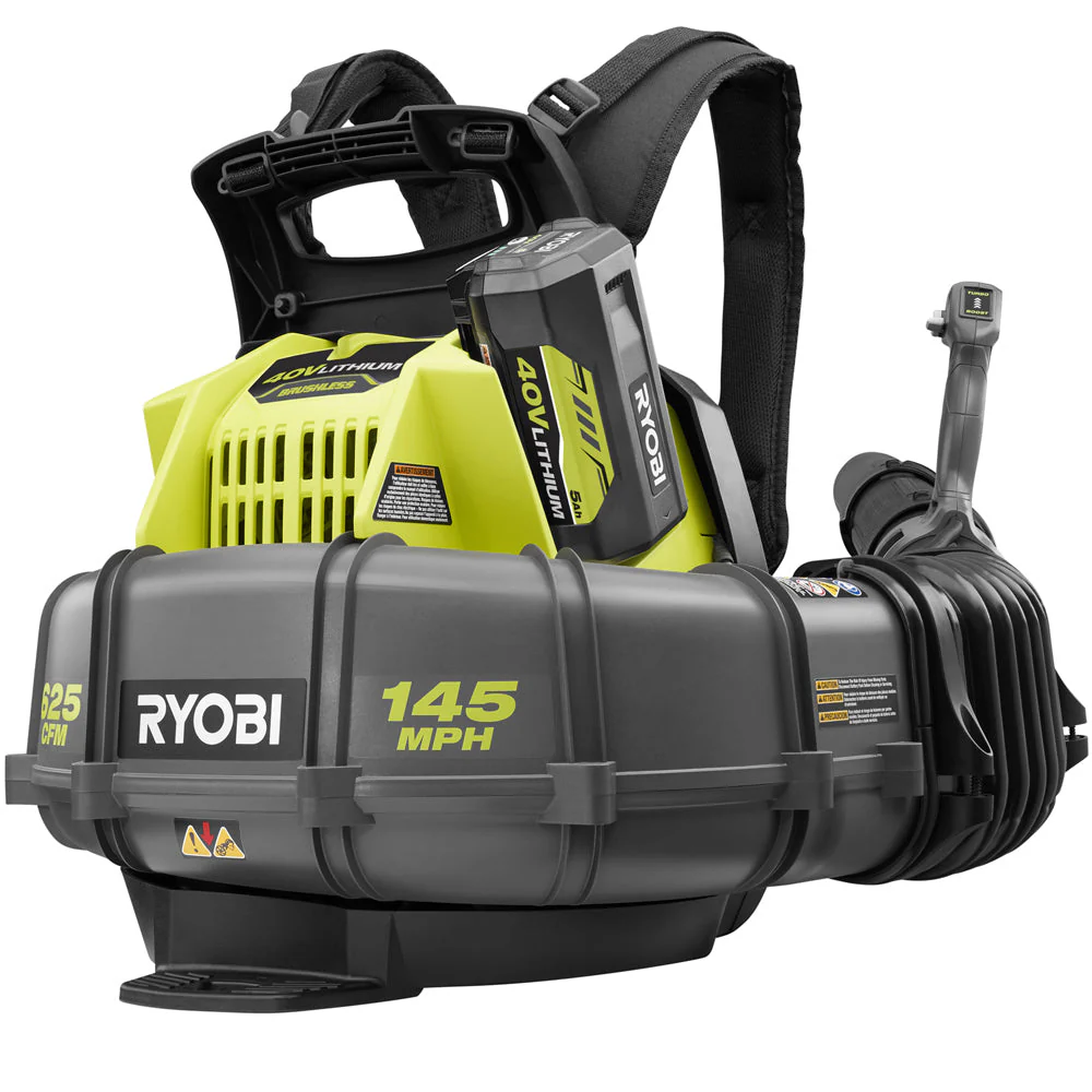 RYOBI 145 MPH 625 CFM 40V Lithium-Ion Cordless Backpack Blower Kit with 5.0Ah Battery and Charger