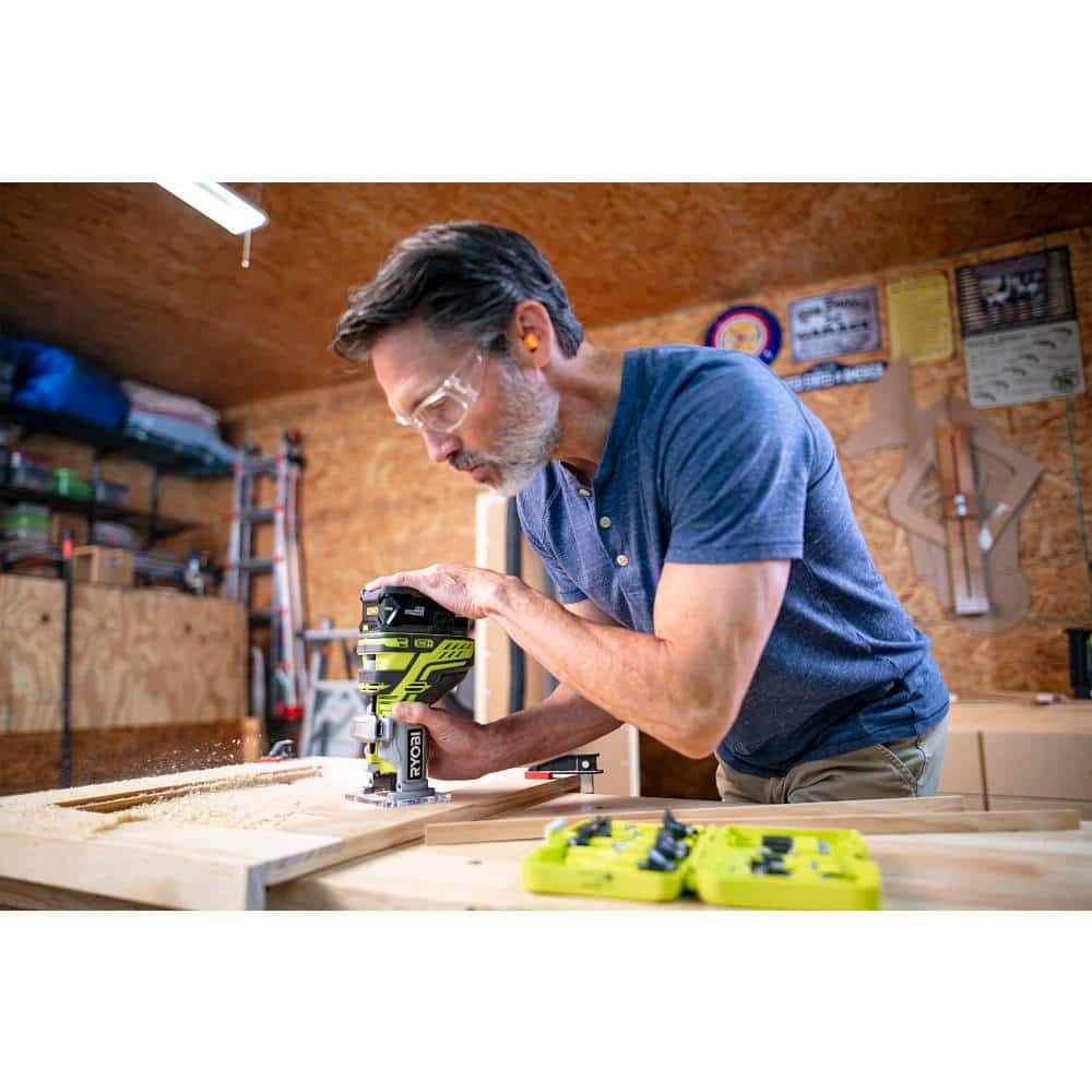 RYOBI 18-Volt ONE+ Cordless Fixed Base Trim Router with Decorative Router Bit Set (4-Piece) - Image 7