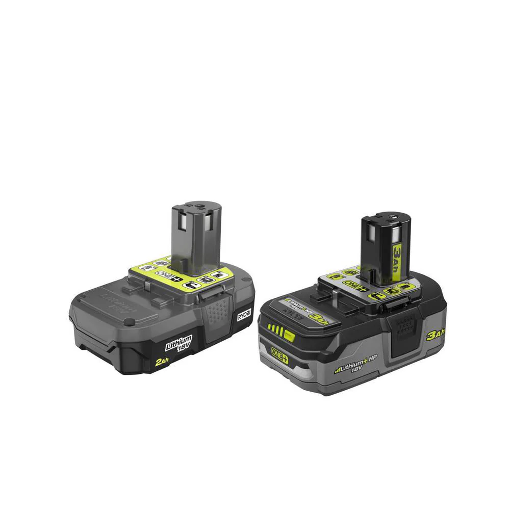 RYOBI 18V ONE+ 2.0Ah Lithium-Ion Compact Battery and 3.0Ah LITHIUM+ HP High Capacity Battery Kit