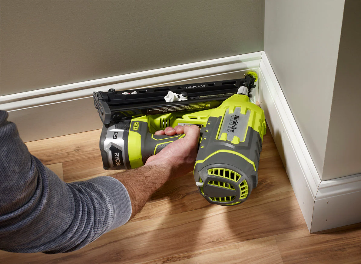 RYOBI 18V ONE+ AirStrike 15-Gauge Angled Finish Nailer (Tool Only) with Sample Nails - Image 3