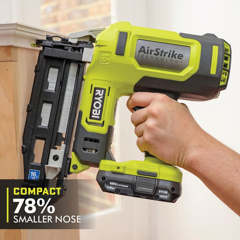 RYOBI 18V ONE+ AirStrike 16-Gauge Cordless Straight Finish Nailer Kit with ONE+ 2.0 Ah Lithium-Ion Battery and Charger - Image 4