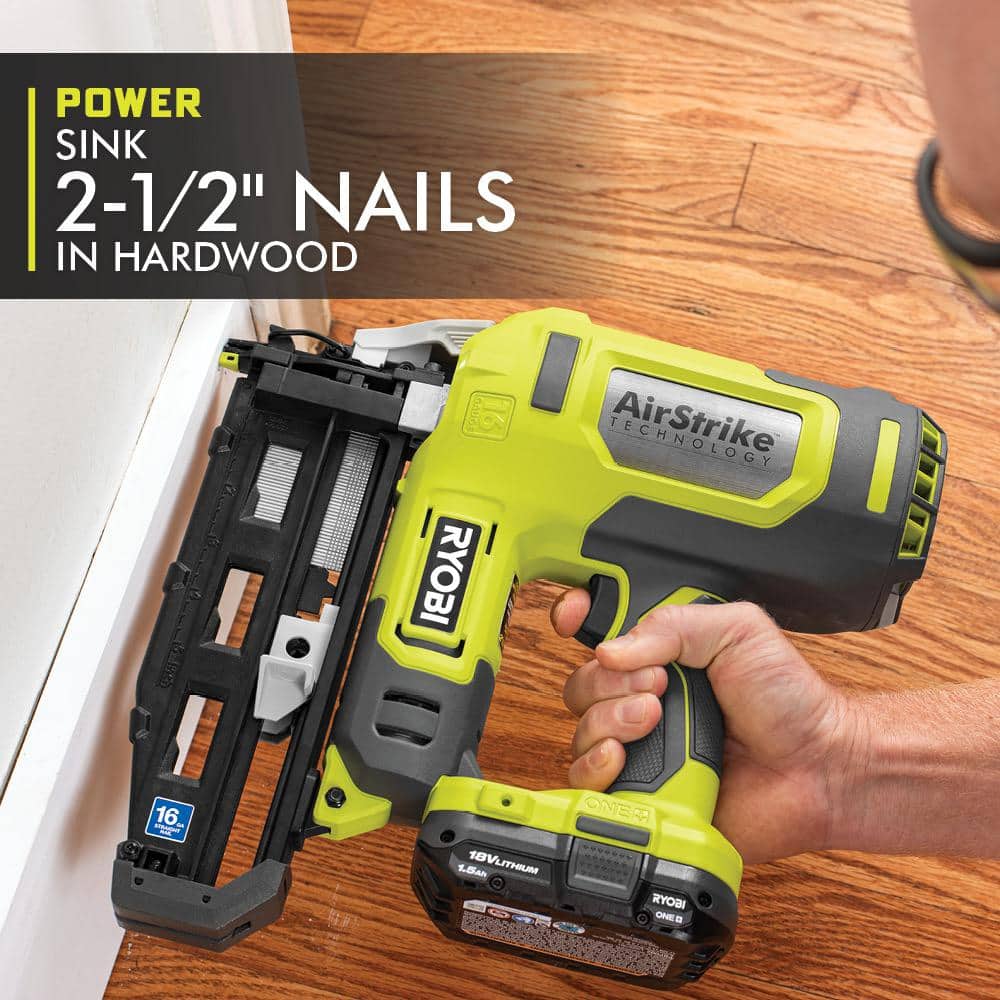 RYOBI 18V ONE+ AirStrike 16-Gauge Cordless Straight Finish Nailer Kit with ONE+ 2.0 Ah Lithium-Ion Battery and Charger - Image 5
