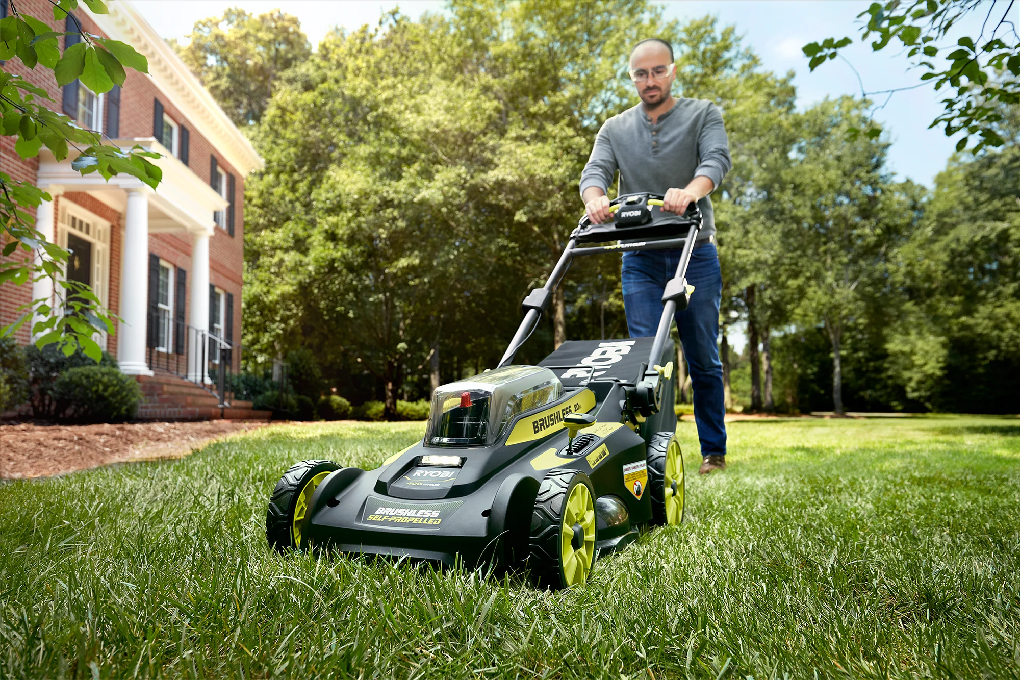 RYOBI 20 in. 40-Volt Brushless Lithium-Ion Cordless Self-Propelled Walk Behind Mower with (2) 6.0 Ah Batteries and Charger - Image 6