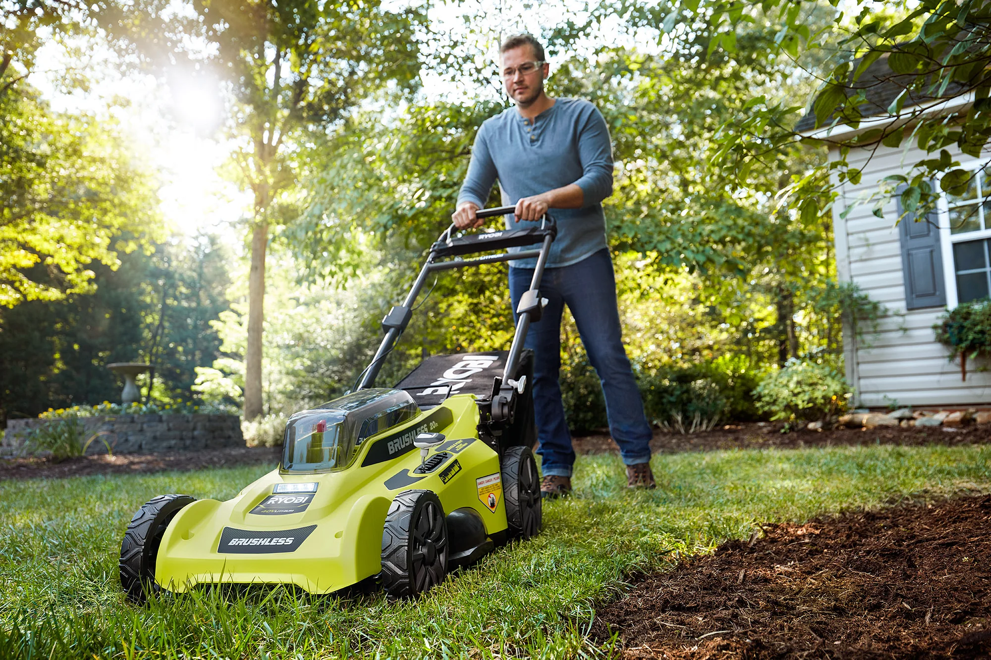 RYOBI 20 in. 40-Volt Brushless Lithium-Ion Cordless Walk-Behind Push Lawn Mower, 6.0Ah Battery & Charger Included - Image 5