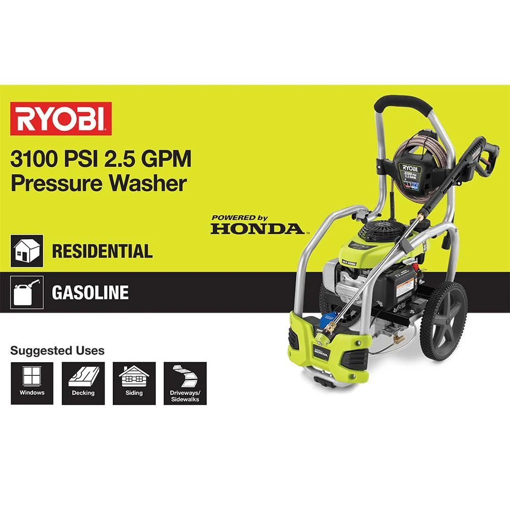 RYOBI 3,100 PSI 2.5 GPM Honda Gas Pressure Washer with Idle Down - Image 3