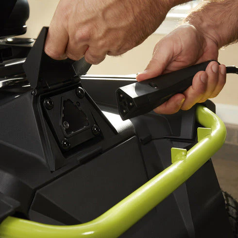 RYOBI 38 in. 100 Ah Battery Electric Rear Engine Riding Lawn Mower and Bagging Kit - Image 4