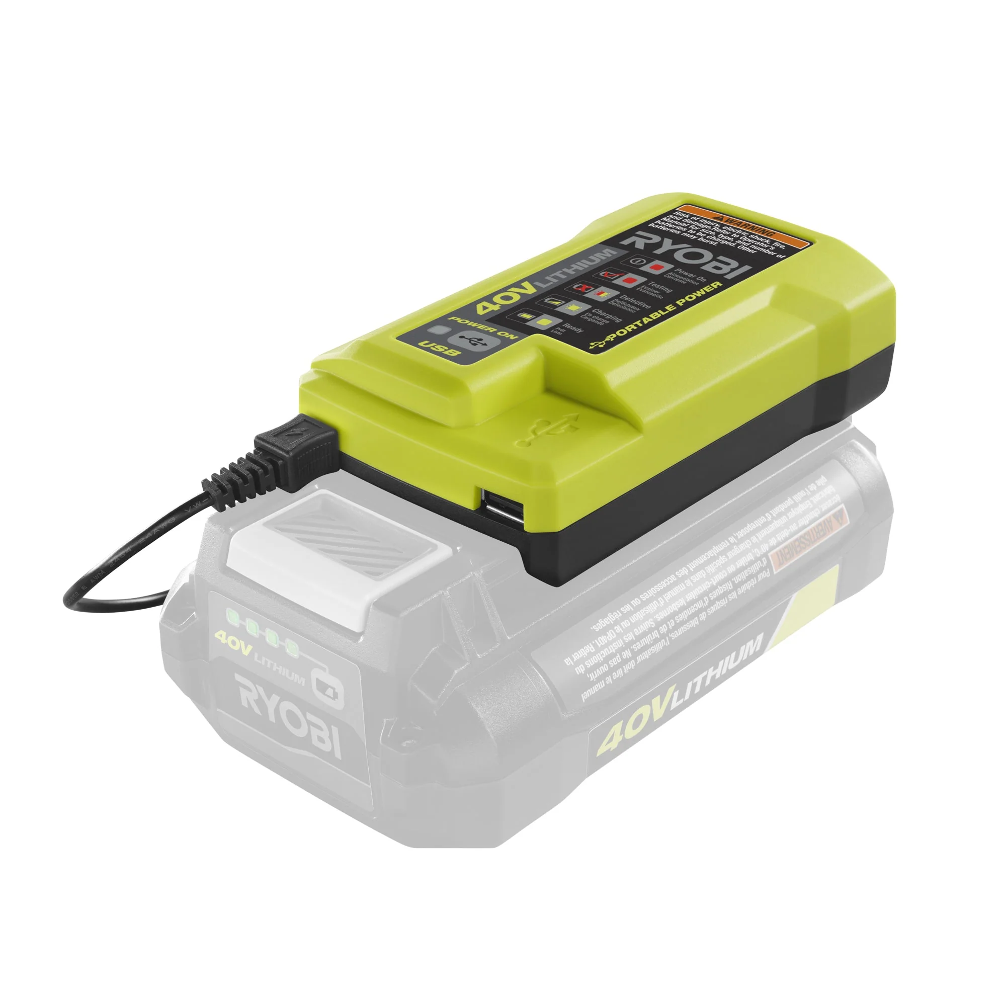 RYOBI 40-Volt Lithium-Ion Charger with USB Port - Image 5