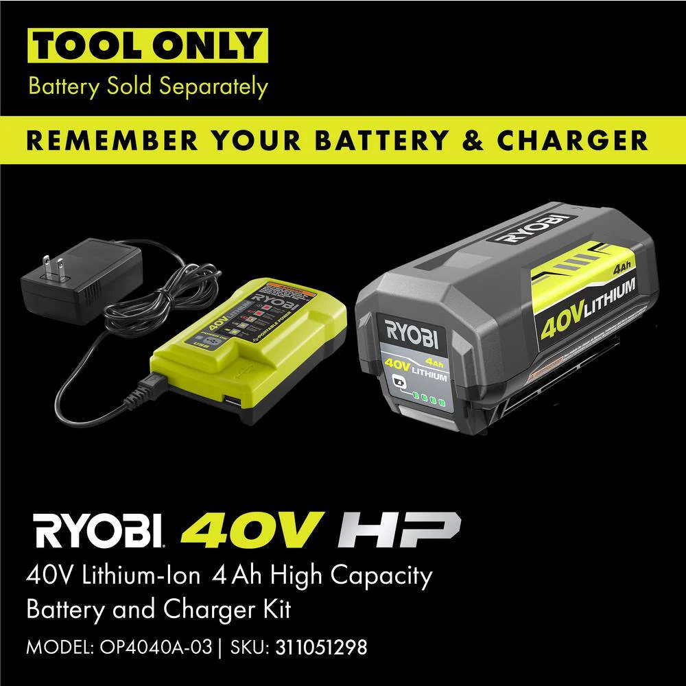 RYOBI 40V 110 MPH 480 CFM Variable-Speed Turbo Lithium-Ion Cordless Jet Fan Leaf Blower (Tool Only) - Image 3