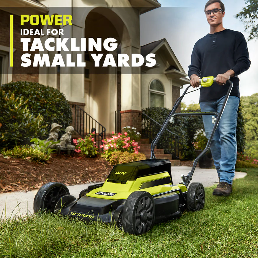 RYOBI 40V 18 in. 2-in-1 Cordless Push Lawn Mower Kit with 6.0Ah Lithium Battery and Charger - Image 4