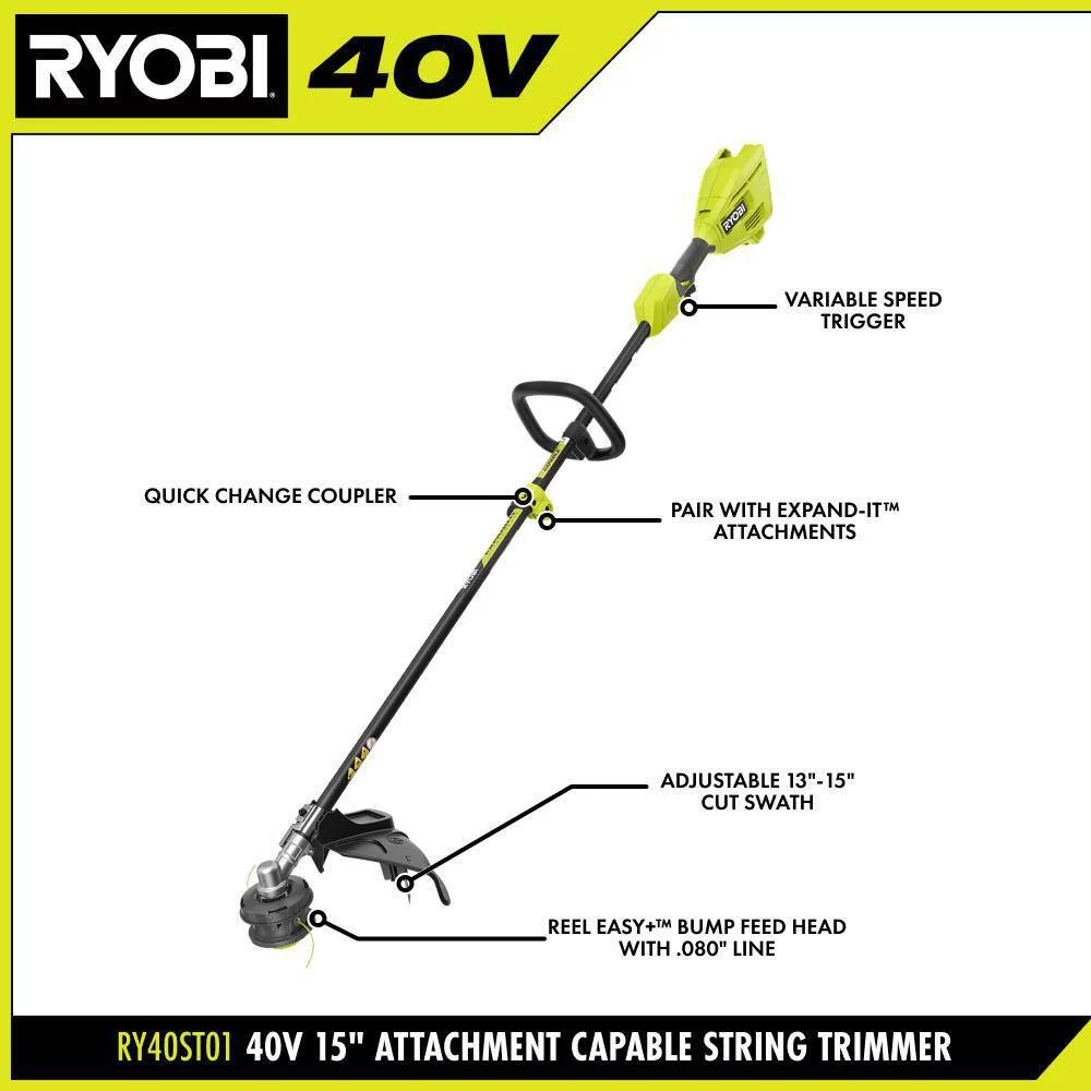 RYOBI 40V Expand-It Attachment Capable Cordless String Trimmer (Tool Only) - Image 3