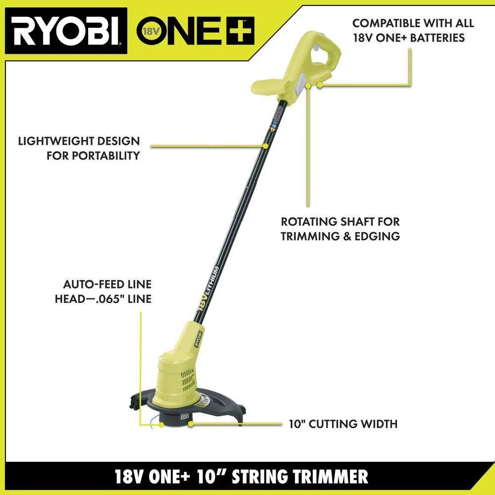 RYOBI ONE+ 18V 10 in. Cordless String Trimmer with 1.5 Ah Battery and Charger Included - Image 5