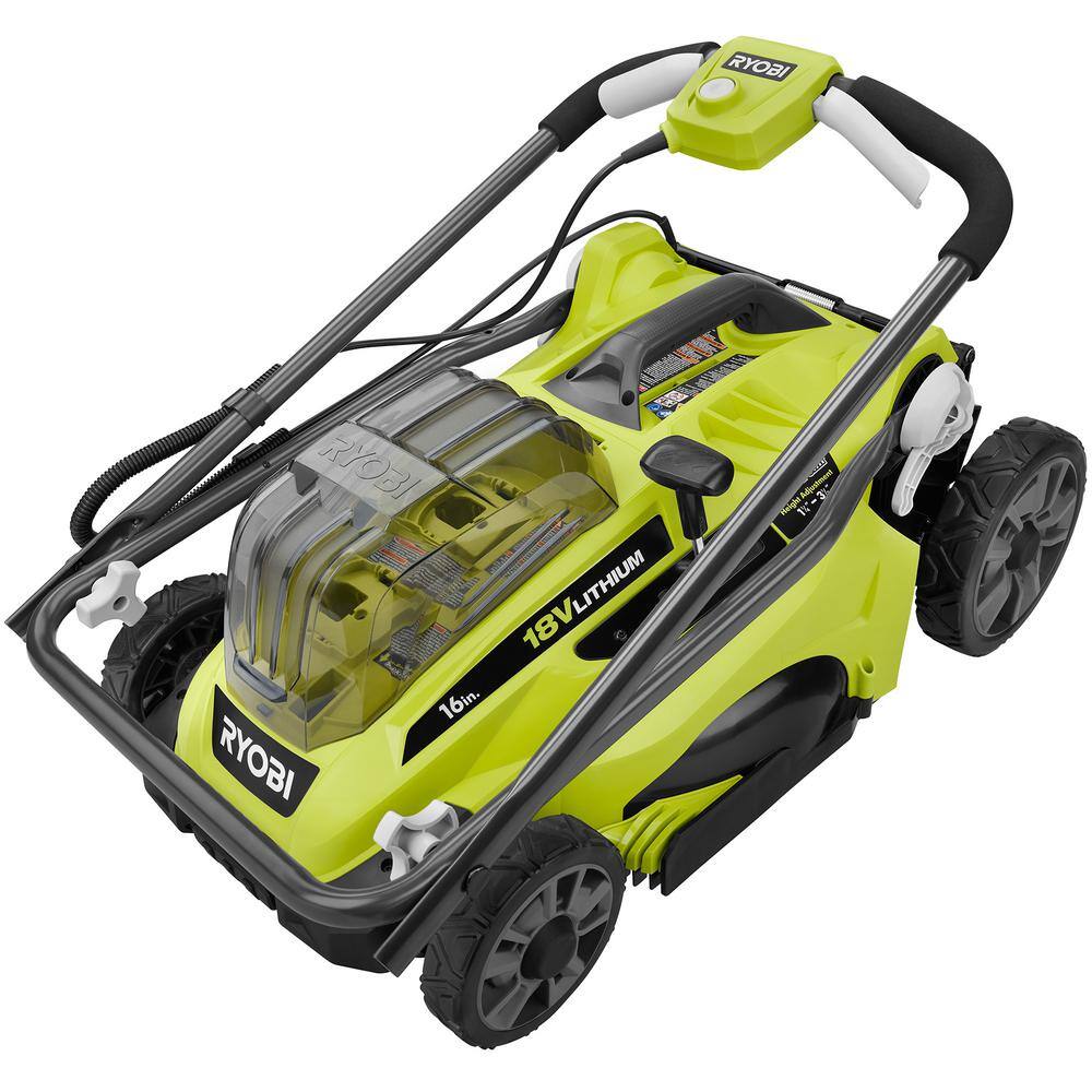 RYOBI ONE+ 18V 16 in. Cordless Walk-Behind Push Lawn Mower with (2) 4.0Ah Batteries and Charger - Image 4