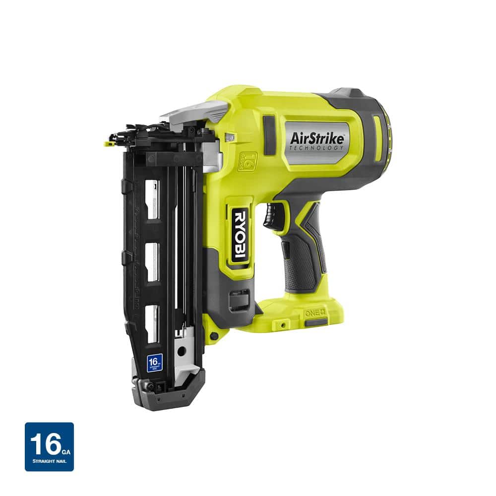 RYOBI ONE+ 18V AirStrike 16-Gauge Straight Finish Nailer (Tool Only) with Sample Nails