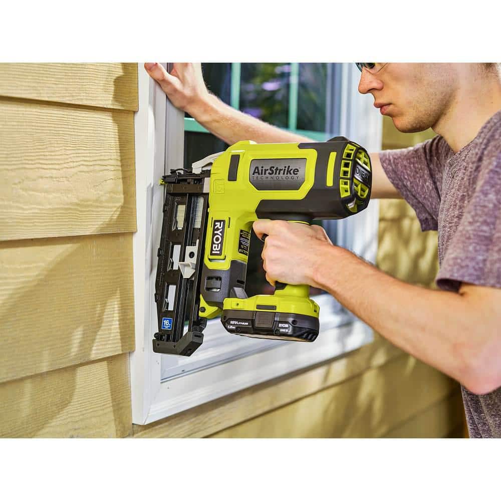 RYOBI ONE+ 18V AirStrike 16-Gauge Straight Finish Nailer (Tool Only) with Sample Nails - Image 6