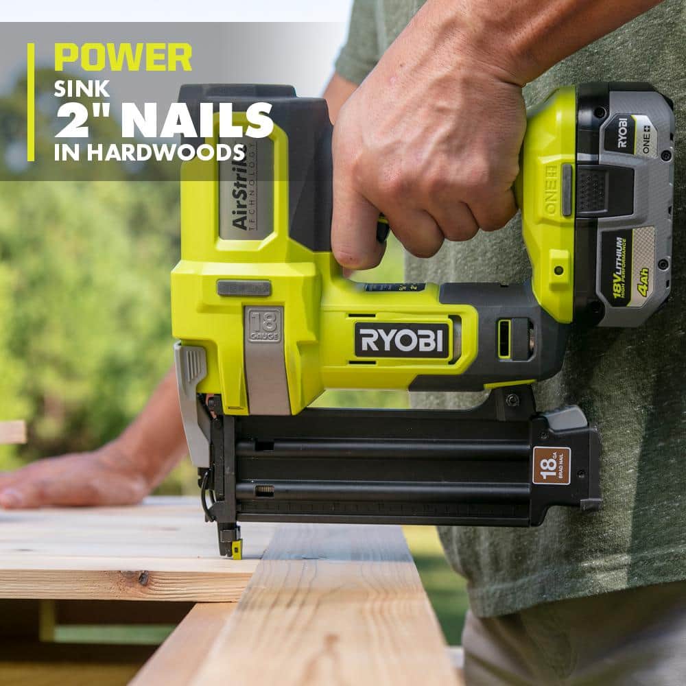 RYOBI ONE+ 18V AirStrike 18-Gauge Brad Nailer & 16-Gauge Straight Finish Nailer Kit with (1) 1.5Ah Battery and Charger - Image 6