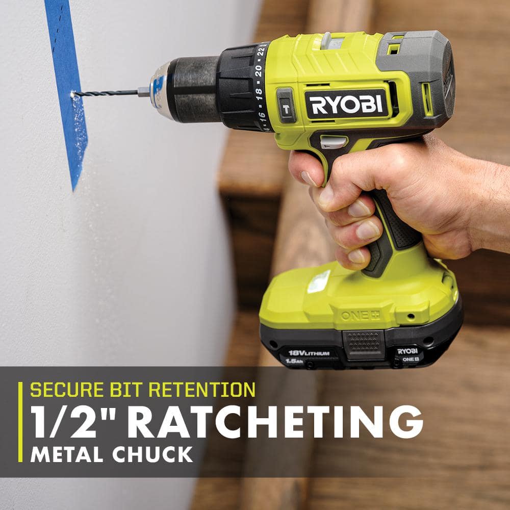 RYOBI ONE+ 18V Cordless 1/2 in. Hammer Drill/Driver Kit with Auxiliary Handle, 2.0 Ah Battery and Charger - Image 6