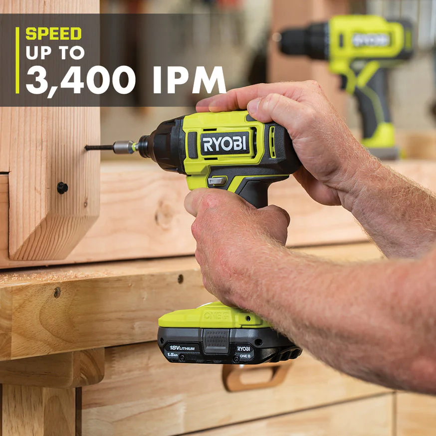 RYOBI ONE+ 18V Cordless 1/4 in. Impact Driver Kit with (2) Batteries, Charger & Bag + 20-Piece Impact-Rated Driving Set - Image 3