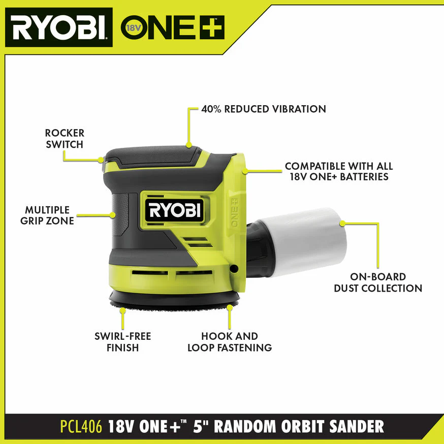 RYOBI ONE+ 18V Cordless 5-Tool Combo Kit with 4.0 Ah & 1.5 Ah Batteries, 18V Charger and Tool Bag - Image 2