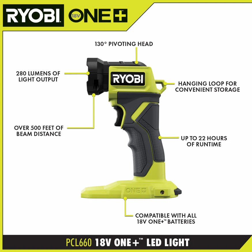 RYOBI ONE+ 18V Cordless 5-Tool Combo Kit with 4.0 Ah & 1.5 Ah Batteries, 18V Charger and Tool Bag - Image 8
