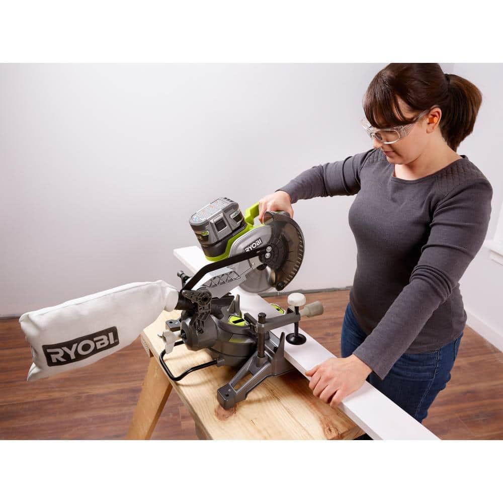 RYOBI ONE+ 18V Cordless 7-1/4 in. Compound Miter Saw (Tool Only) with Blade and Blade Wrench - Image 6