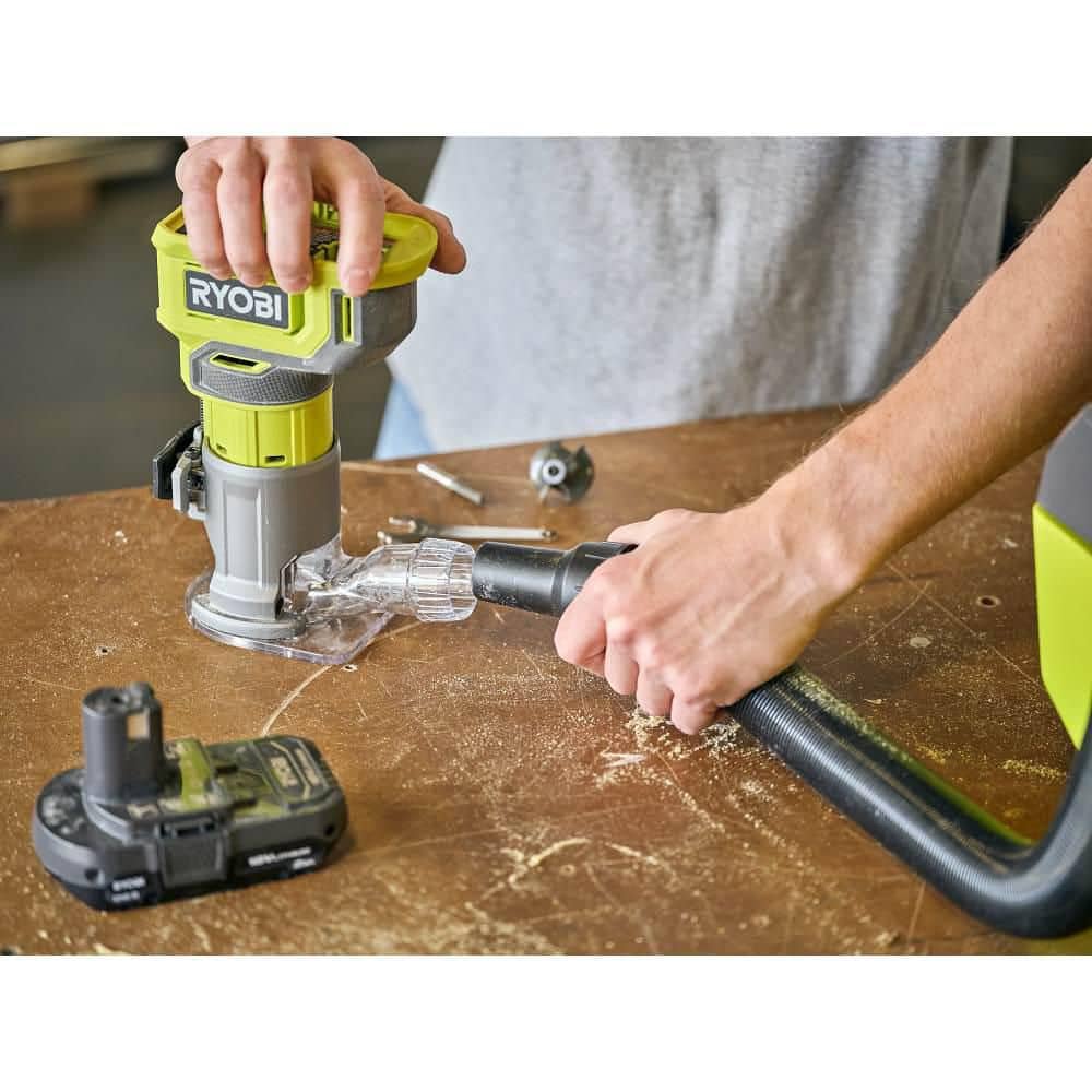 RYOBI ONE+ 18V Cordless Fixed Base Trim Router with 1/4 in. Shank Carbide Router Bit Set (15-Piece) - Image 6