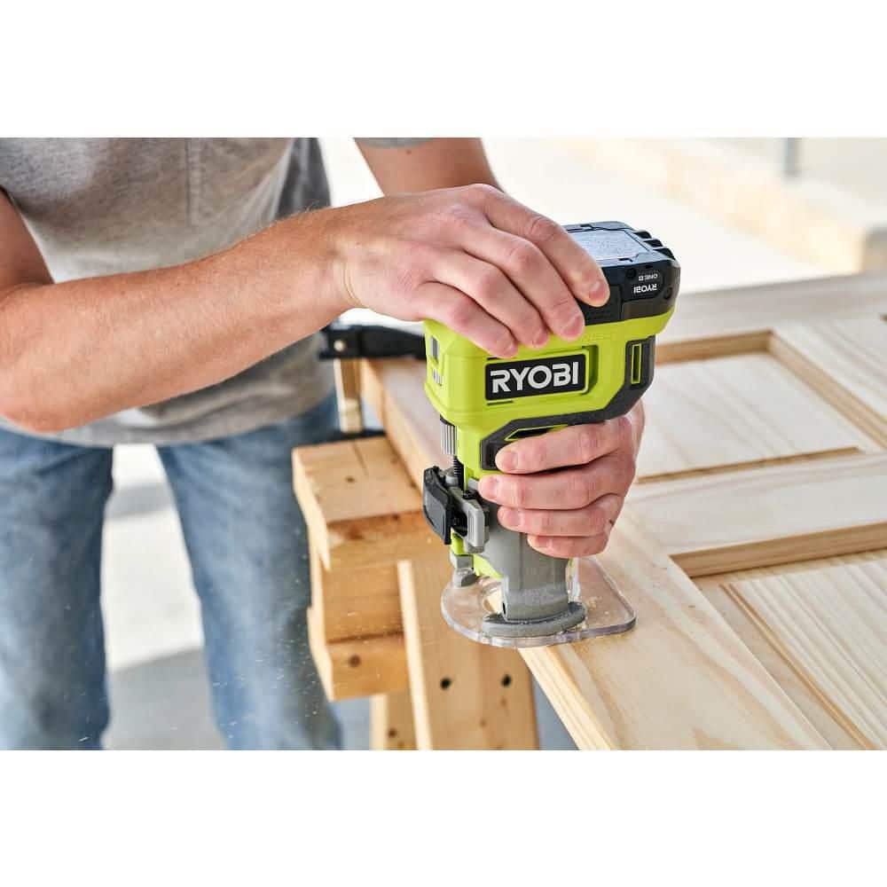 RYOBI ONE+ 18V Cordless Fixed Base Trim Router with 1/4 in. Shank Carbide Router Bit Set (15-Piece) - Image 8