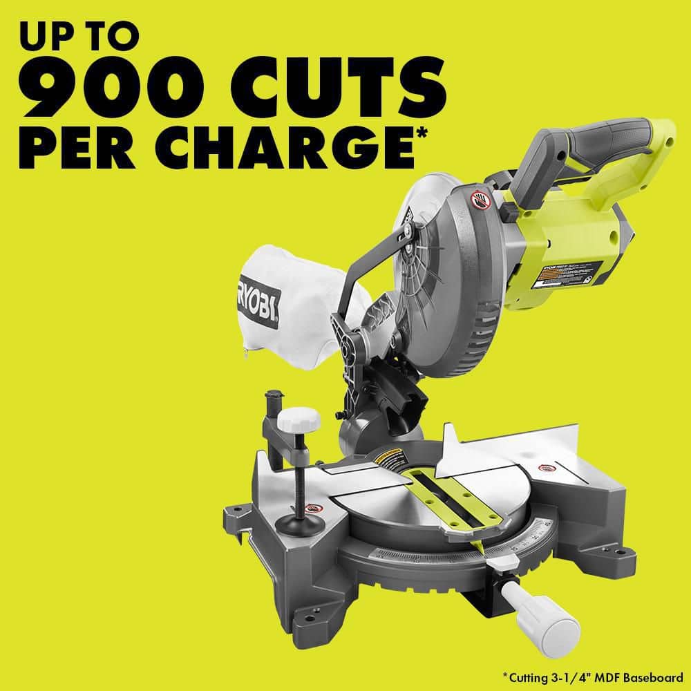 RYOBI ONE+ 18V Lithium-Ion Cordless 7-1/4 in. Compound Miter Saw and AirStrike 18-Gauge Brad Nailer Combo (Tools Only) - Image 3